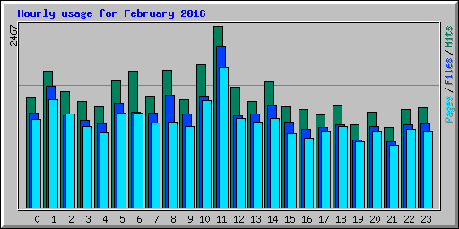 Hourly usage for February 2016