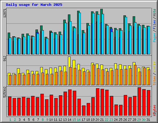 Daily usage for March 2025